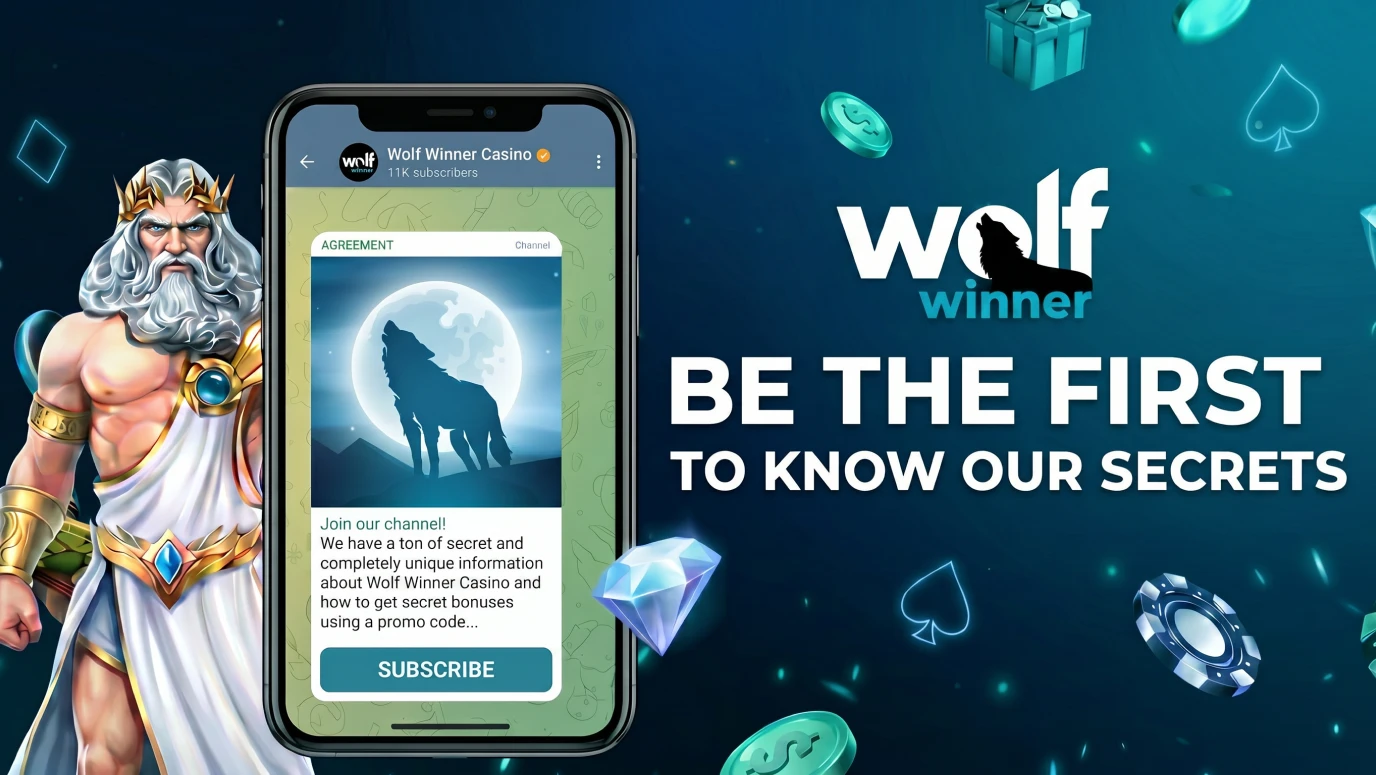 Wolf Winner subscription channel promo on smartphone for Australian players